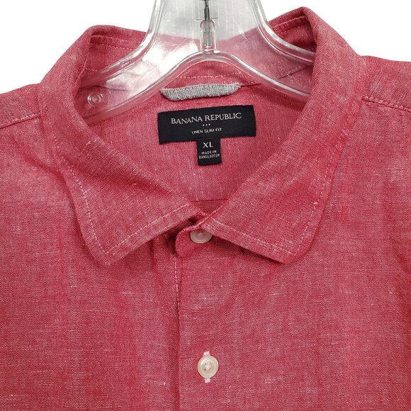 Banana Republic Mens XL Shirt Linen Slim Fit Button Up Lightweight Casual Wear - Picture 6 of 9